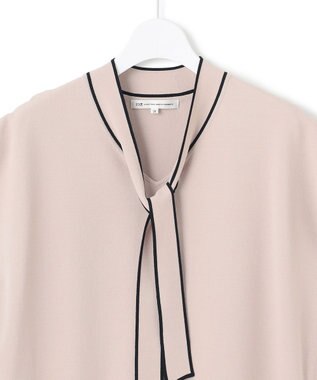 23区 S 【洗える】レーヨンポリエステルストレッチ ボウタイ ニット ベージュ系