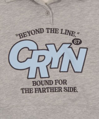 WEGO 襟付きグラフィックショートスウェット 杢グレー