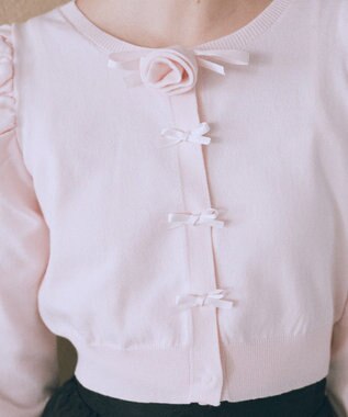 Maison de FLEUR ローズニットカーディガン Light Pink