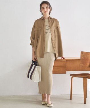 23区 L 【SLOW/一部店舗限定】ガーメントツイル 2WAY シャツ ベージュ系