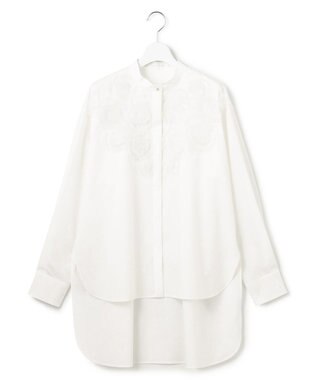 23区 S 【GOLD LABEL】ライトタフタ チュール刺繍 シャツ ホワイト系