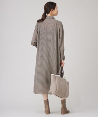 自由区 【洗える】ライトビエラシャツ ワンピース ブラウン系チェック