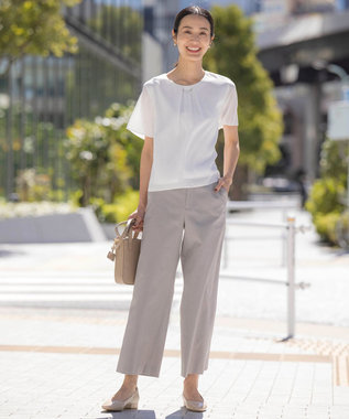 J.PRESS LADIES L シアーストライプ カットソー ホワイト系1