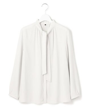 23区 S 【洗える】バックサテンアムンゼン ボウタイ ブラウス ライトグレー系