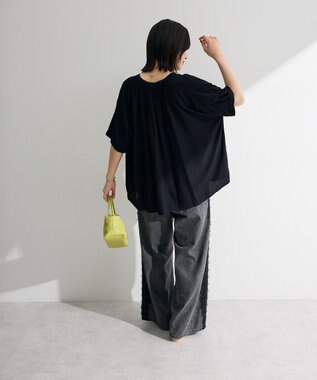 Green Parks 【WEB限定】アソート柄さらっとレーヨンブラウスⅡ Black