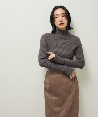 Green Parks ・Ｐｅｔｉｔ　Ｆｌｅｕｒ　ボトルネックリブニット Charcoal Gray