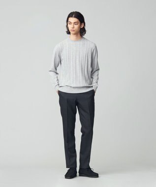 J.PRESS MEN 【FLEX YARN】ケーブルニット ライトグレー系