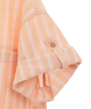 Green Parks 綿麻混５分袖ターンバックシャツ Orange