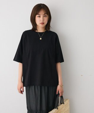 CRAFT STANDARD BOUTIQUE カットクレープワイドキリカエTシャツ Black