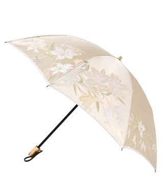 槇田商店 絵おり 百合(ゆり) 折りたたみ傘 クリーム クリーム