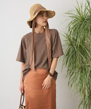 CRAFT STANDARD BOUTIQUE カットクレープワイドキリカエTシャツ Brown