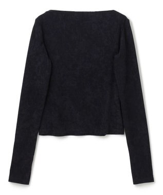 BEIGE， 【洗える・BAILA掲載】BUTLER / ストレッチベロアボートネックカットソー Black