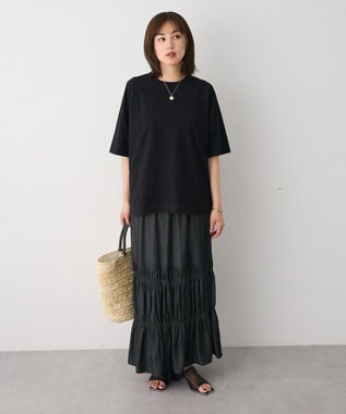 CRAFT STANDARD BOUTIQUE カットクレープワイドキリカエTシャツ Black