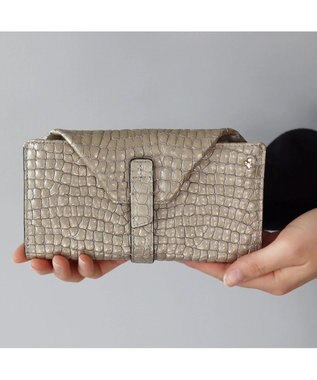PELLE BORSA ギャルソンウォレット Rainbow Croco レインボークロコ 6101 グレージュ