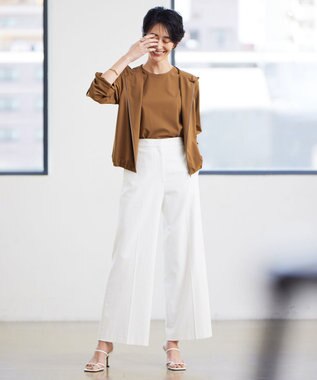 ICB 【洗える】 シェルタリングドライオックス ワイドパンツ オフホワイト系