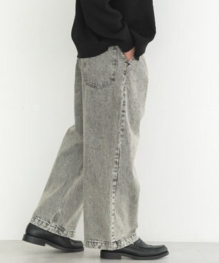 CRAFT STANDARD BOUTIQUE ハイブリーチケミカル加工デニムワイドパンツ Black