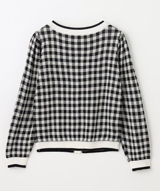 ANY KIDS ギンガム総柄ニット カーディガン ブラックギンガム