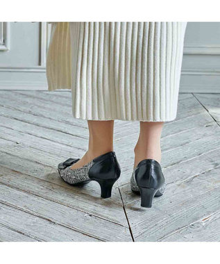 Riz raffinee <Riz raffinee>モチーフリボンパンプス ブラックキジ