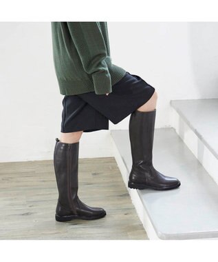 MODE ET JACOMO <carino>【レイン対応】タンクソールロングブーツ ダークブラウン