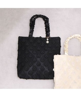 UNBILLION カシュカシュ cachecache / 3Dフラワー刺繍トート ブラック