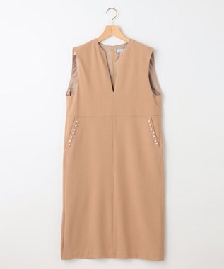 組曲 S 【パール釦付き】 ウールライクジャンパースカート ベージュ系