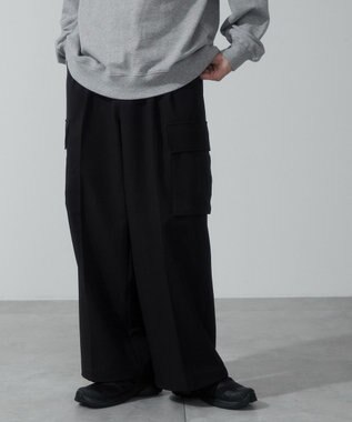 WEGO 【ウエストゴム】スーパーバギーカーゴスラックス ブラック