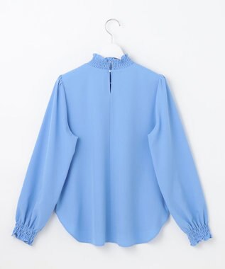 Feroux 【洗える】スタンドネックブラウス ブルー系