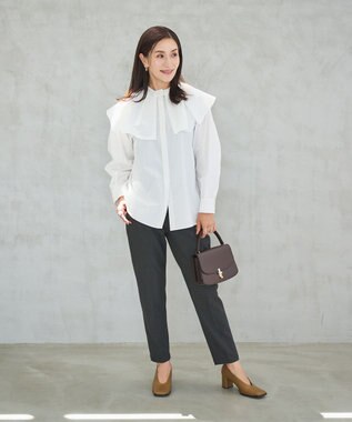 #Newans 【セレモニーにも】〈亀恭子さんコラボ〉美シルエットセンタープレスパンツ グレー