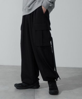 WEGO 【ウエストゴム】スーパーバギーカーゴスラックス ブラック