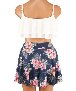 San-ai Resort（三愛水着楽園） 【SALE】フリルトップス３点セット　9M　【San-ai Resort（サンアイリゾート）】 ホワイト×ネイビー