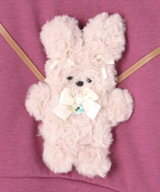 ANY KIDS アニマルポシェット 裏シャギー トレーナー ピンク×ウサギ