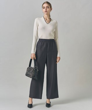 ICB 【新色追加】 エクストラファインメリノリブ Vネックプルオーバー オフホワイト系