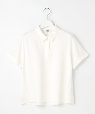 J.PRESS LADIES 【洗える】コットンリネンジャージー ポロ カットソー ホワイト系