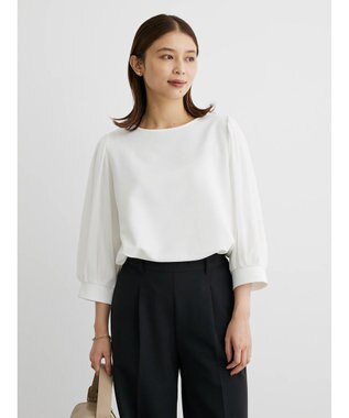 Green Parks 袖異素材使いリップルプルオーバー Off White