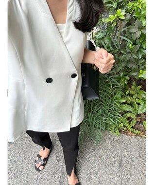 Green Parks AnriettMusee ネック切替デザインベスト Off White