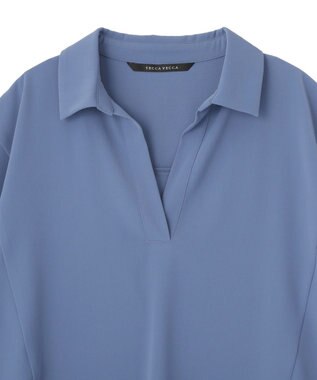 YECCA VECCA 【接触冷感】COOLスキッパーブラウス Blue