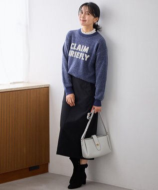 ANY L スウェットライクフェザーロゴニット ブルー×グレー