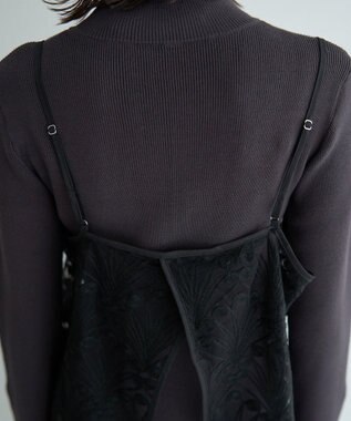 YECCA VECCA 【2点SET】刺繍レースキャミセットハイネックニット Charcoal Gray