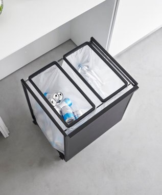 tower 目隠し分別ダストワゴン タワー 45L 2分別 ブラック ブラック