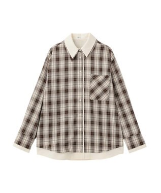 CRAFT STANDARD BOUTIQUE レイヤードライクチェックシャツ Brown