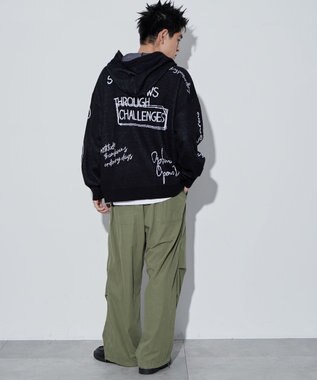 WEGO 【ユニセックス着用ITEM】ジャガードロゴジップパーカー ブラック