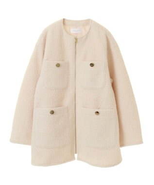 Green Parks ノーカラーＺＩＰジャコット Ivory