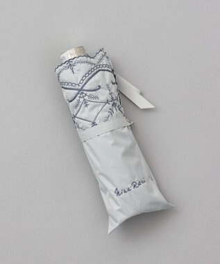 AURORA NINA RICCI （ニナリッチ)  幾何レース風 刺しゅう晴雨兼用パラソル（クイックオープン折り畳み・ミニ傘） シルバーグレー