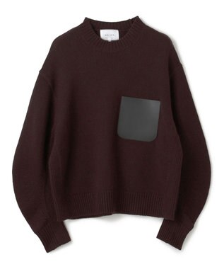 BEIGE， 【洗える】LEADER / フェイクレザーポケットクルーネックトップス Bordeaux