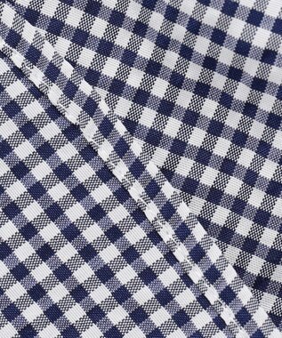 J.PRESS LADIES L 【洗える】アセVis ギンガム バンドカラー ピンタック ブラウス ネイビー系3