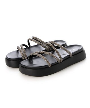 MODE ET JACOMO <carino>厚底ビジューサンダル ブラック