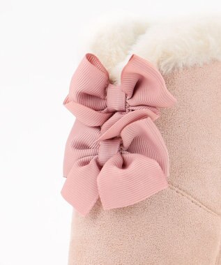 ANY KIDS フェイクムートンリボンブーツ ベージュ