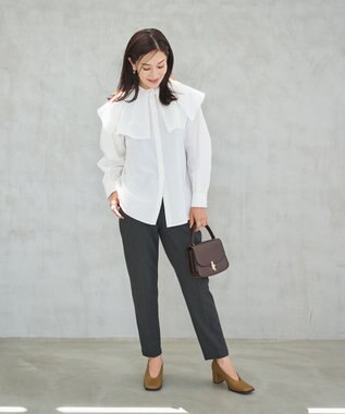 #Newans 【セレモニーにも】〈亀恭子さんコラボ〉美シルエットセンタープレスパンツ グレー