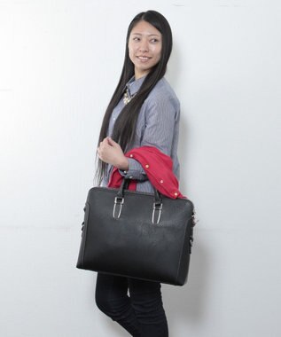 UNBILLION Otias アンティーク仕上げ合皮ブリーフバッグ ブラック