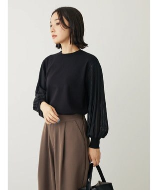 Green Parks プリーツ袖ニットプルオーバー Black